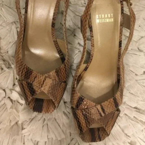 Stuart Weitzman Sling back peep toe heels - Picture 2 of 5